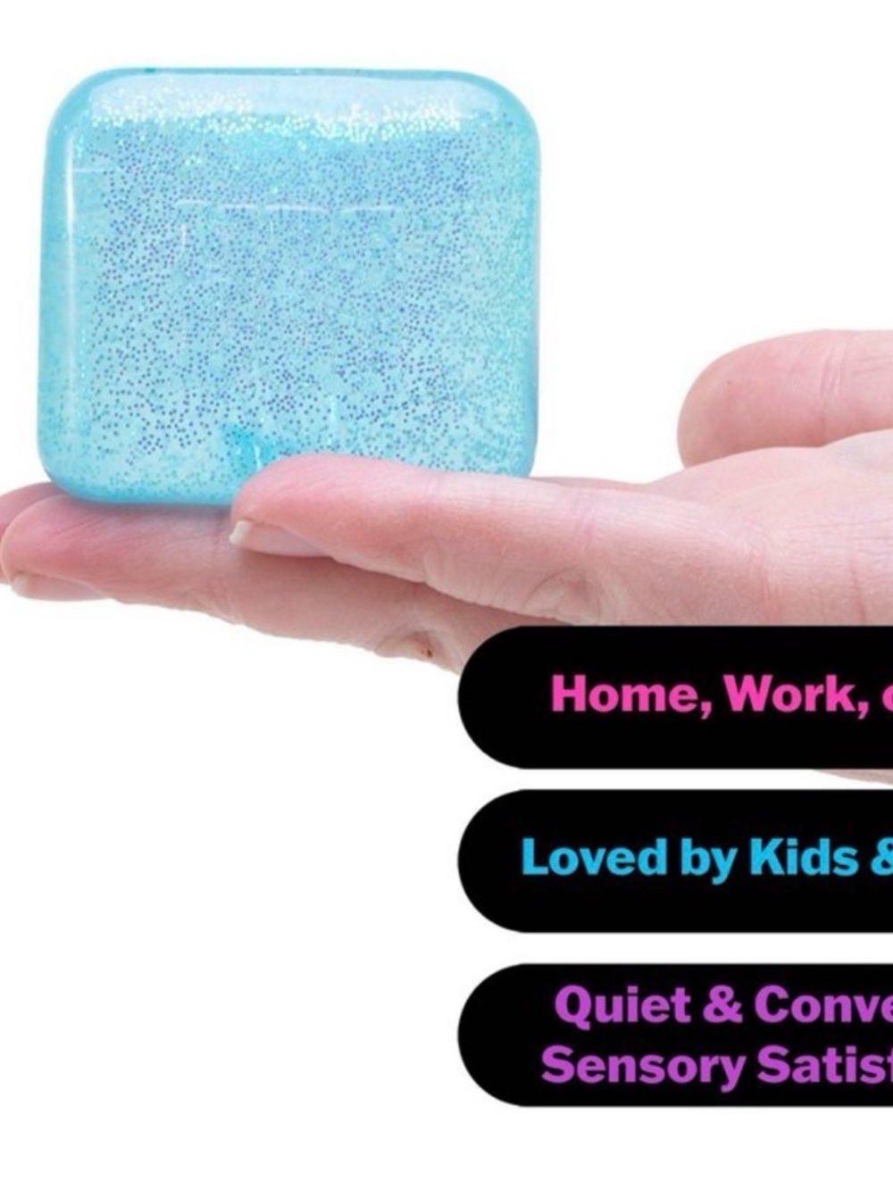NeeDoh Nice Cube Glitter & Glow Squish Blue or Pink - Picture 6 of 6